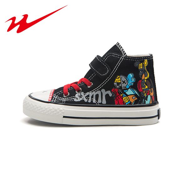

double star high-sesame street children's canvas shoes for boys' and girls' skateboarding shoes kids wear-resistant, Black;red