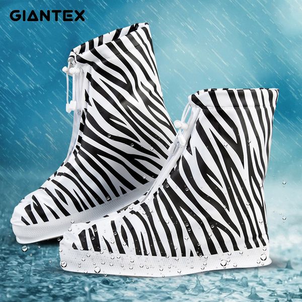 

giantex men women's rain waterproof flat ankle boots cover heels boots shoes covers thicker non-slip platform rain u1843