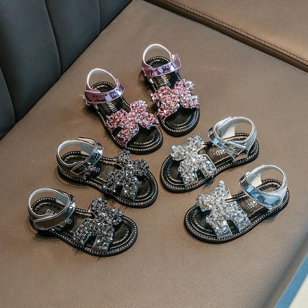 

sparkle sequin princess summer sandals kids girls shoes t200427, Black;red