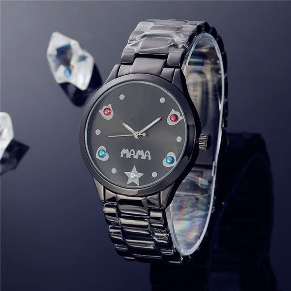 

luxury watch all stainless steel strap winding gold watch luminous montre de luxe 5atm, Slivery;black