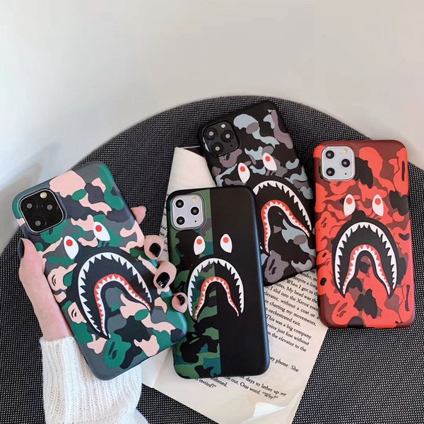 

for iphone 11 pro x xs xr max phone case fashion camouflage shark mouth designer soft tpu cases for iphone 11 pro 7 8 7plus plus cover coque