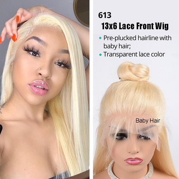 

long straight half lace remy human hair wig 150% denisty women light blond wigs with baby hair, Black