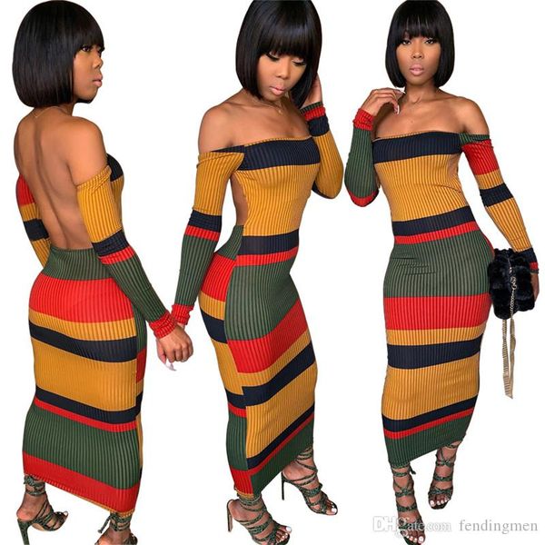 

fashion womens designer dresses backless strapless thread bodycon dress fashion casual long sleeve party club dress, Black;gray