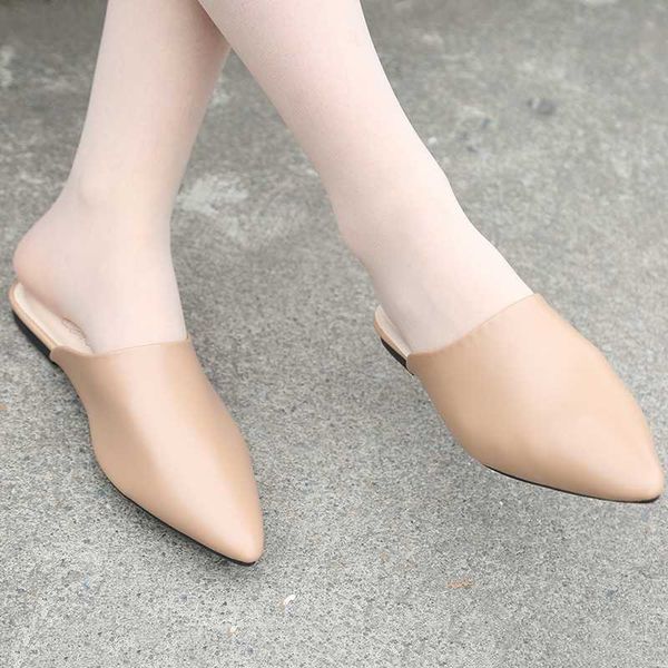 

2020 вскользь женщина лета тапочки сандалии pu твердая снаружи плоский с горками современный стильный закрытая toe ленивый низкий каблук обу, Black