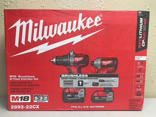 

Milwaukee 2893 22cx m18 18v li ion bru hle hammer drill impact combo kit new