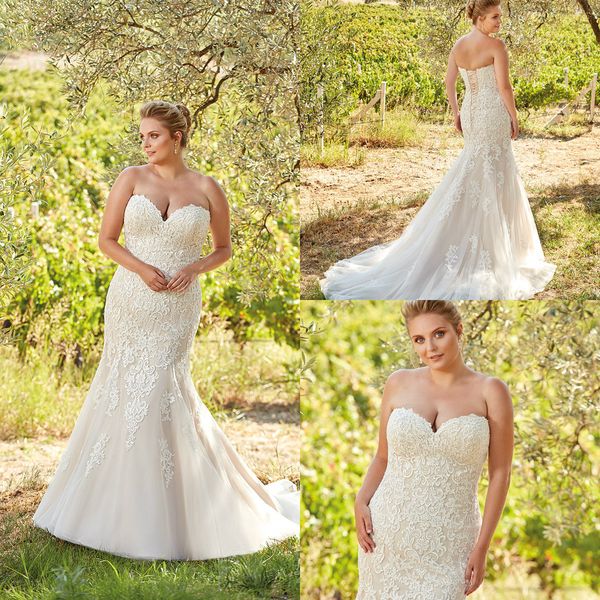

2019 eddy k plus size wedding dresses sweetheart lace appliqued sweep train lace up back mermaid wedding dress custom country bridal gowns, White