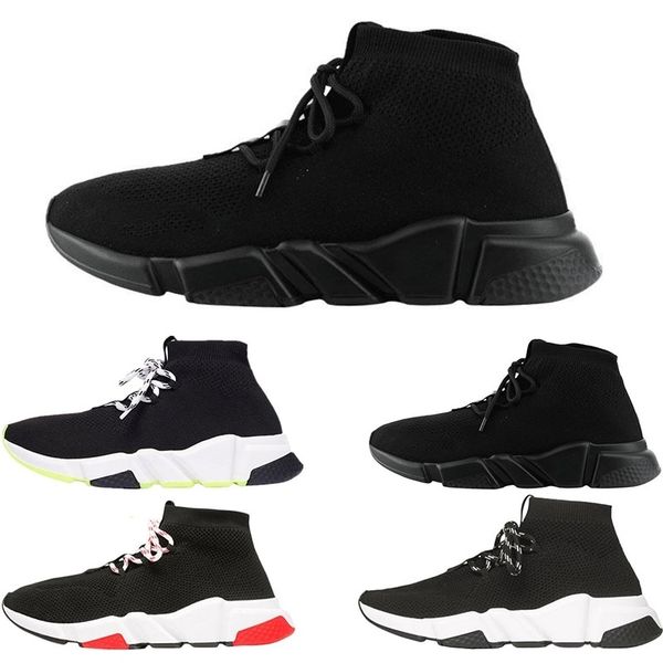 

men women designer socks shoes speed trainer lace up mid black white yellow fashion mens trainers casual platform sneakers
