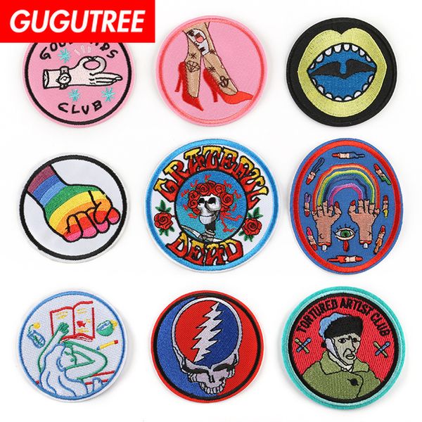 

gugutree один комплект вышивки круглый патч животных патчи жетоны аппликации патчи для одежды дк-86, Black