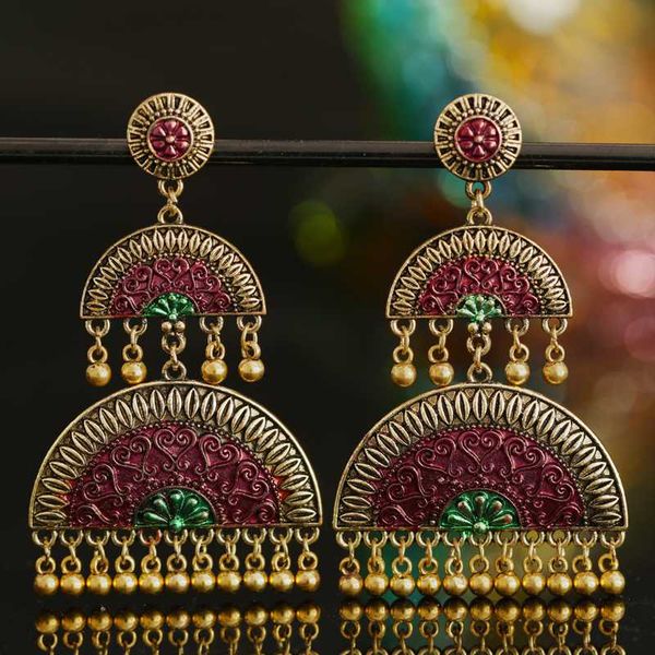 

minhin ретро мотаться серьги для женщин болливуд jhumka урожай серьги падения свадьба партии ювелирных изделий, Silver