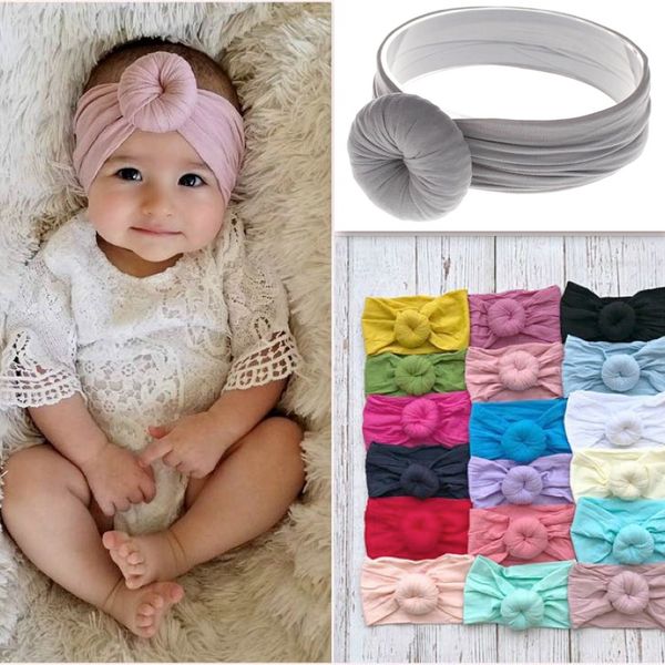 

21 pure colors super soft ball baby headbands nylon wide turban hair belt kids hair band headwear for 0-6 years old, Silver