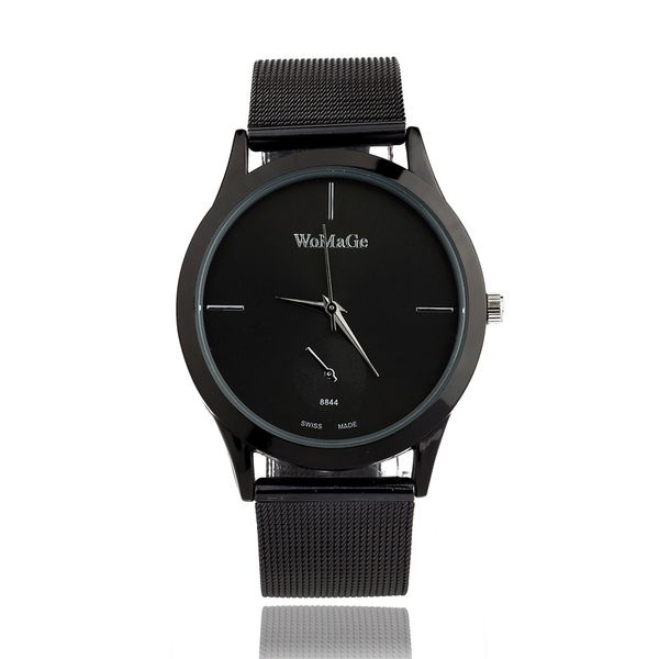 

2019 new luxury fashion trend personality alloy mesh belt watch simple sports world time calendar couple wrist watch, Slivery;brown