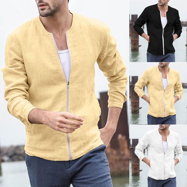 

2019 mens jackets spring autumn casual coats men's autumn winter cotton blend zipper long sleeve coat blouse outwear s-2xl, Black;brown