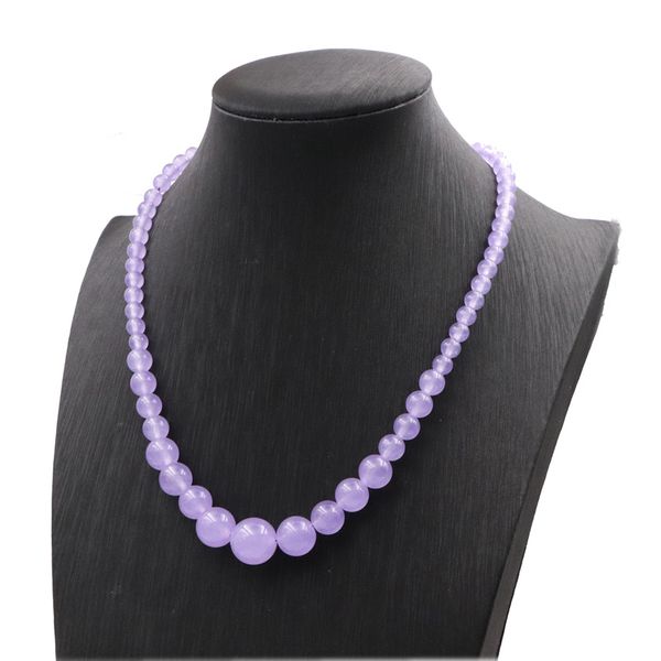 

new fashion charms chain necklace for women natural stone violet jades short chains choker chalcedony beads jewelry 18" a1000, Golden;silver