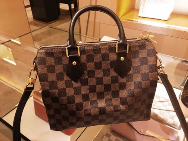 

Top quality Women Genuine real Leather speedy 30 handbag shoulder bag speedy 25 strap designer handbags Ladies tote designer handbags