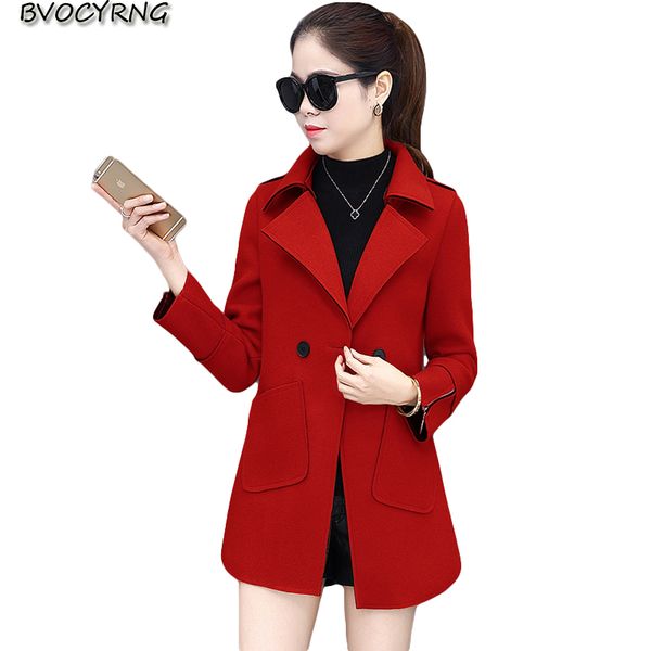 

new manteau femme hiver leisure woolen coat autumn women jacket big yards female coat female autumn slim medium style outerwear, Black