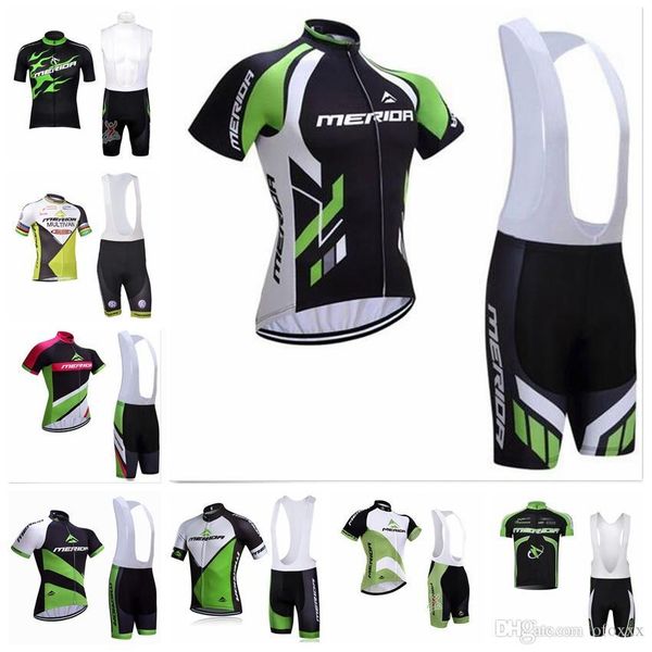 

summer breathable men's short sleeve bib shorts sports jersey set merida team cycling short sleeves jersey bib shorts sets s71318, Black;blue