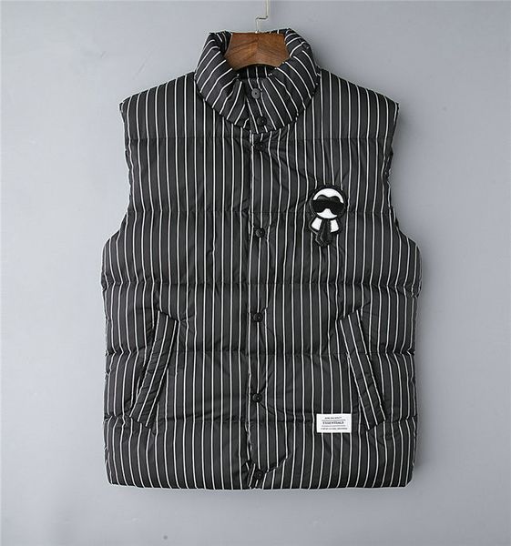

2019 new mens winter jacket windbreaker warm cotton down vest down jacket outerwear coats thick striped gilet vests plus size m-3xl, Black;white