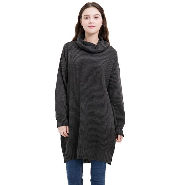 

new style sweaters fashion 2018 women loose turtleneck knitted pullover solid winter for women, White;black