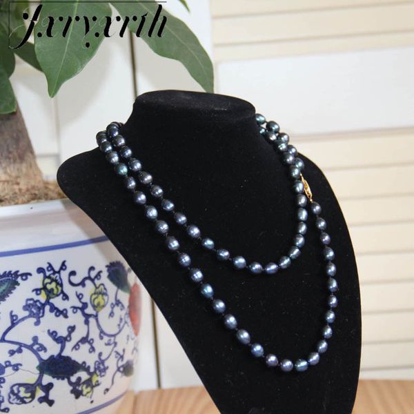 

2019 новый для ожерелье 8 мм черный длинные многослойные жемчужное ожерелье кулон женщины девушка цепи партии ювелирные изделия марка решени, Silver