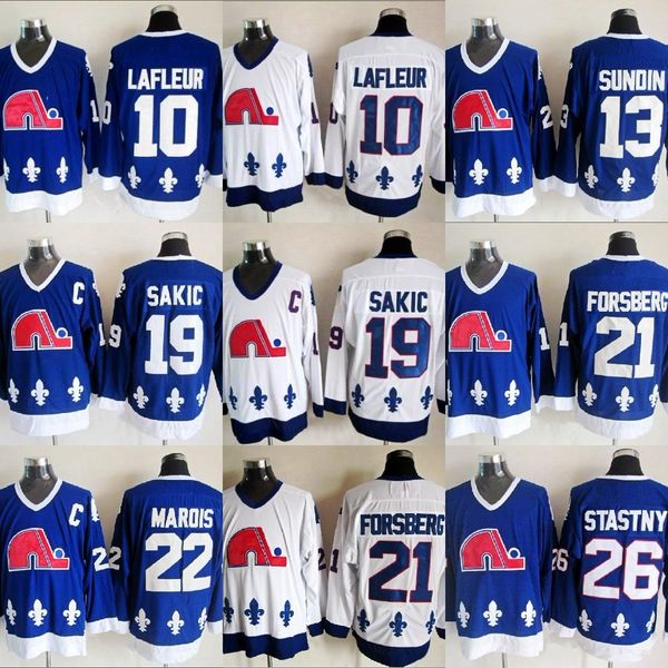 

quebec nordiques winter classic men 10 guy lafleur 13 mats sundin 21 peter forsberg 26 peter stastny 19 joe sakic 22 mario marois jersey, Black;red