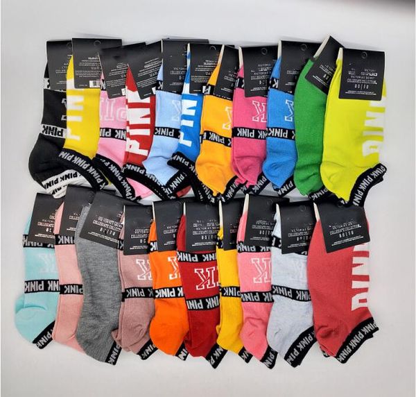 

pink letter tag socks adults pink cotton short socks fashion sports basketball soccer ship socks girls teenagers cheerleader ankle b7117, Pink;yellow