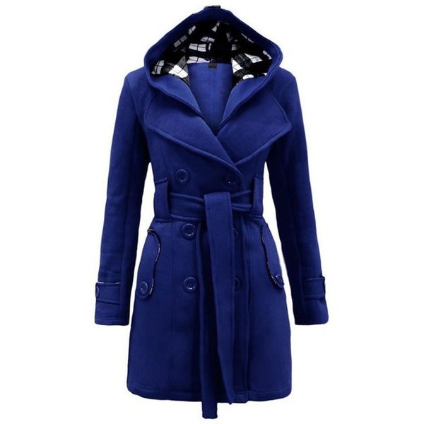 

2018 winter fashion v-neck slim full woman long coat pockets double breasted female casual coats korean jacket elegante ladies, Black