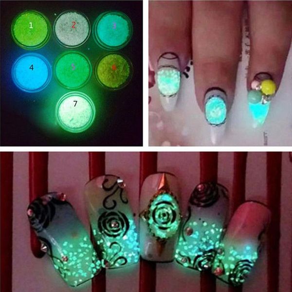 

glitter luminous nail art acrylic tip decoration diy manicure powder pigment, Silver;gold