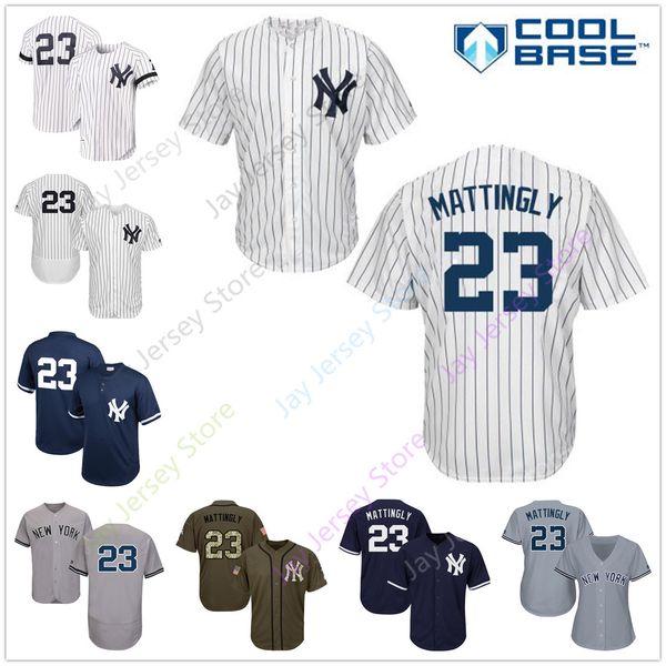 

Don Mattingly Jersey 1995 Cooperstown Cool Base Yankees New York Cream White Pinstripe Grey Black Home Away All Stitched