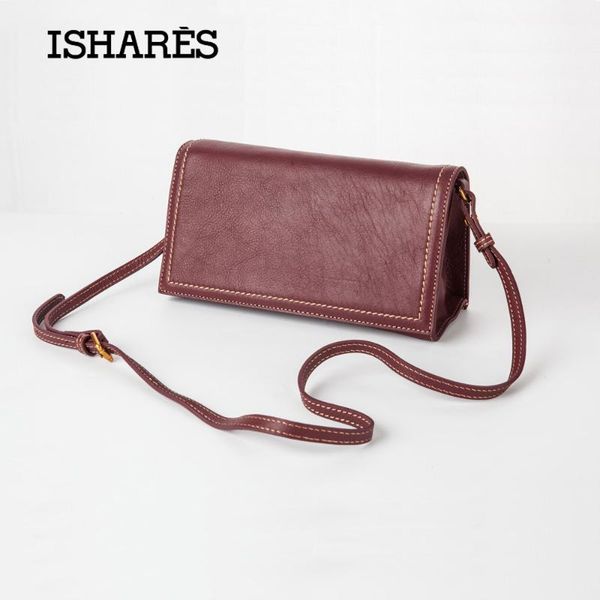 

2020 ishares genuine natural leather crossbody bags for women mini cover bag ladies cowhide leather vintage handbag isls8913