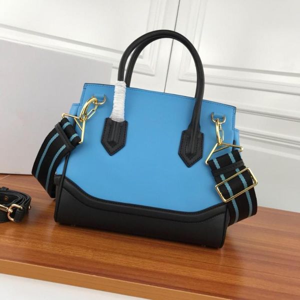 

new 2020 metal lock decorative large capacity lady's tote bag real leather bag handbag