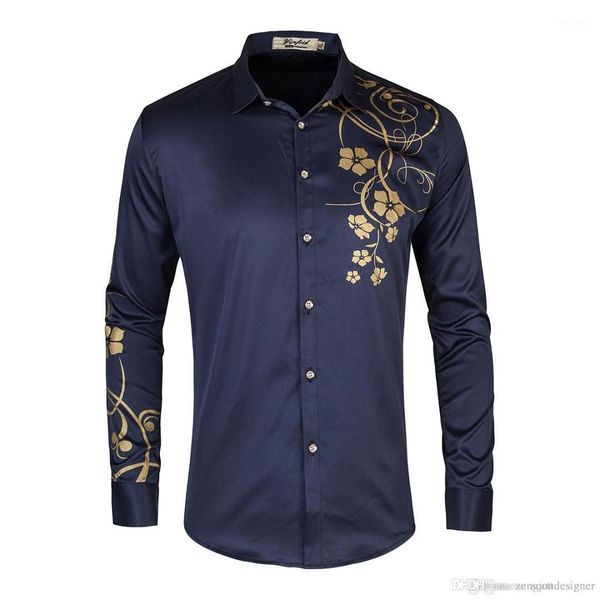 

осенние дизайнерские рубашки с длинным рукавом плюс размер homme clothing fashion style csual apparel цветочный принт мужские, White;black