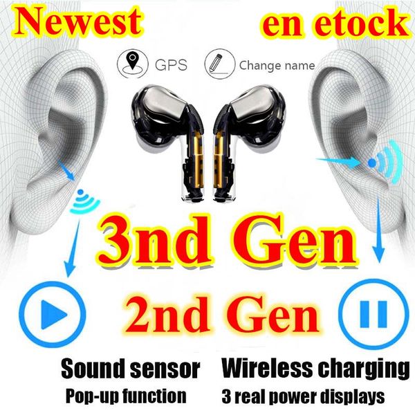 

wireless charging headset air 3 gen 3 h1 chip rename gps pk bluetooth headphones pro ap2 ap3 w1 chip earbuds 2nd with valid serial number