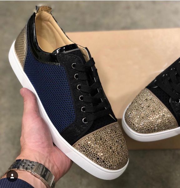 

original box]junior p strass orlato sneakers red bottom shoes for women,men casual walking brand trainers party wedding dress, Black