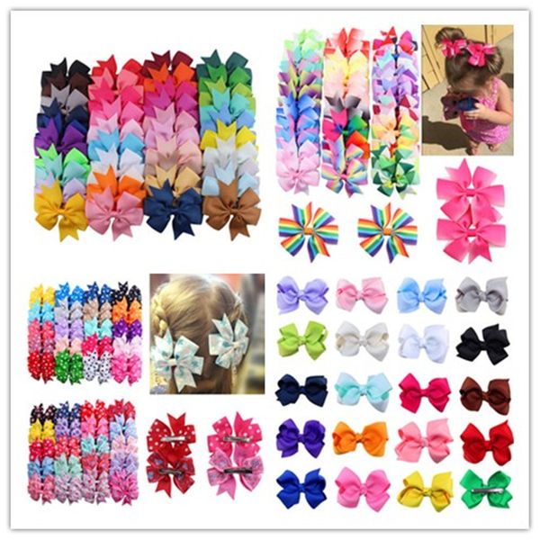 

1set lovely gradient color girls bow knot children's series hair grips sweet princess hair pins accessories headwear, Slivery;white