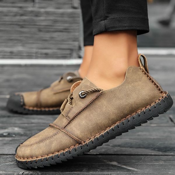 

new casual men's leather shoes lightweight moccasins loafers breathable shoes comfortable male flats sneakers 2019 big size 46, Black