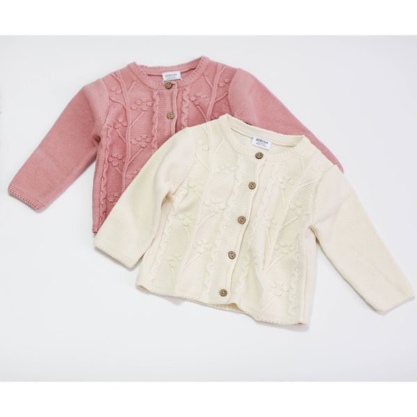 

newborn baby girls sweater thick long sleeve floral embroidery kids cardigans warm toddler baby children outwear coat 0-3t, Blue;gray