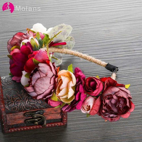 

molans wedding accessories bridal flower crown handmade rope winding hair garland exquisite theme portraits headpiece