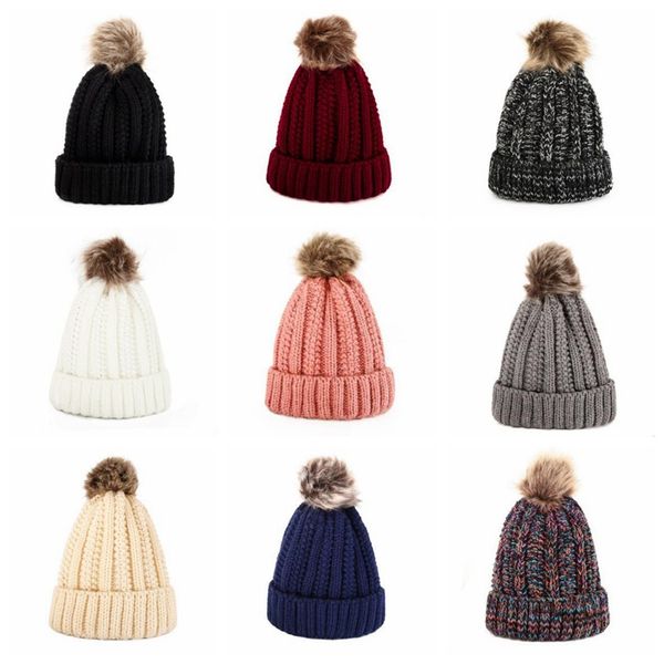 Womens Winter Knitting Beanies Hat,Fashion Pompom Beanie Hat Knitted Hats Girls Outdoor Cap