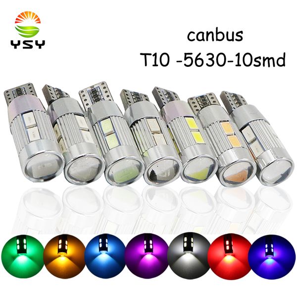 

ysy 50pcs t10 canbus 10smd 5630 5730 error auto led bulb lamp w5w canbus interior light clearance light license plate lamp