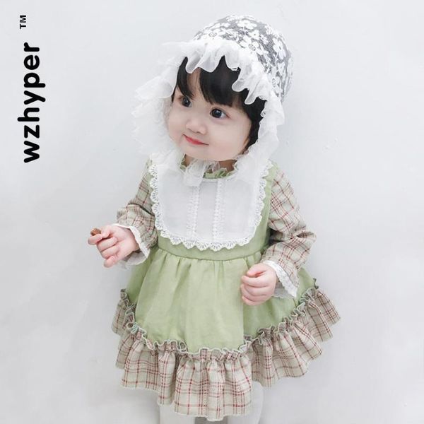 

children's dress lolita plaid patchwork contrast color princess dress girl's birthday fairy princess lolita, Blue