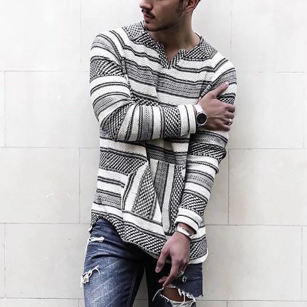 

men's t-shirts mens t shirts long sleeve street loose t-shirt simple european american casual v-neck striped fashion clothes s-4xl, White;black