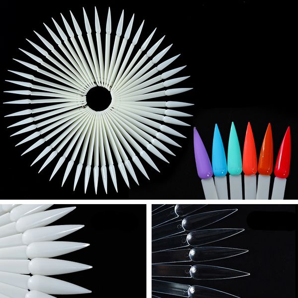 

50 pcs/set false nail tips fan nature nail art sharp full cover display practice tools fake nails manicure acrylic uv gel polish, Red;gold