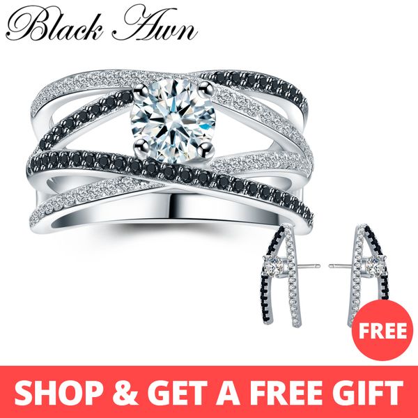 

black awn] 925 sterling silver rings for women hollow engagement ring bijoux bague gift sterling silver jewelry c012, Golden;silver