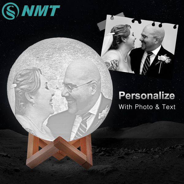 

customized 2/16 colors 3d print led moon light touch switch night lamp with 24keys remote for baby kids children home decoration