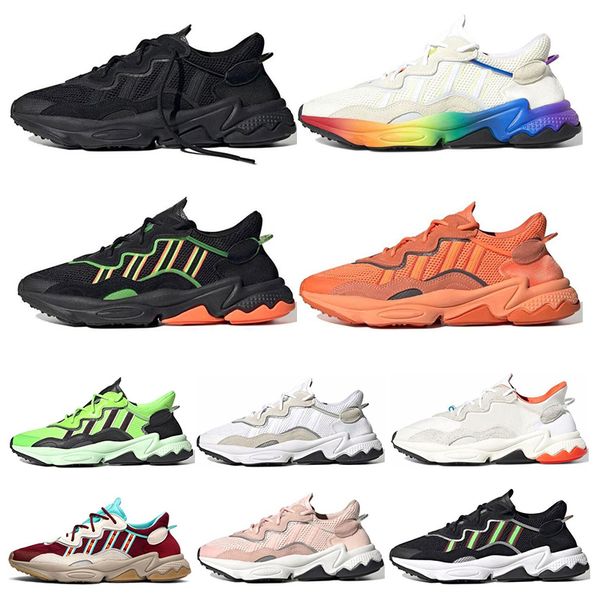 

2020 ozweego men women casual shoes pride bold orange solar yellow halloween tones core black trainer sports sneakers