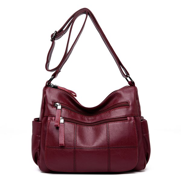 

2020 new embroidery line middle-aged women's bag simple one shoulder oblique satchel fashion mother bag
