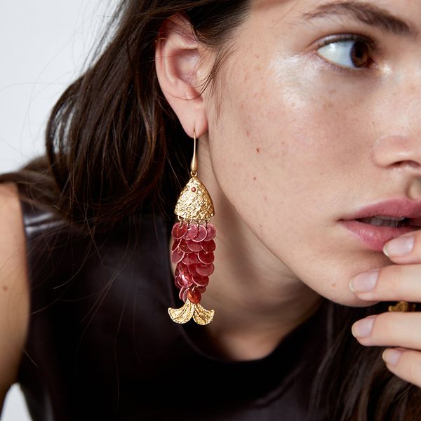 

2020 new bohemian handmade shell fish earrings women fish-shaped splicing hinged earrings drop fashion summer jewelry brincos, Silver