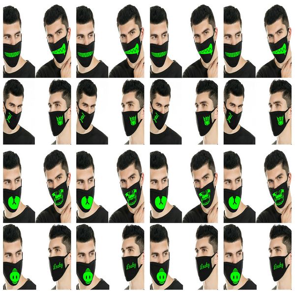 

dhl skull 100pcs cotton face mask glow in the dark for women facemask mens half face mask cycling masks wholesale facemask cartoon, Black