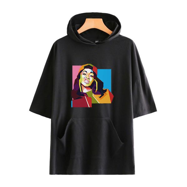 

cardi b рубашка 2019 ремень крышка с коротким рукавом футболки, Gray;blue