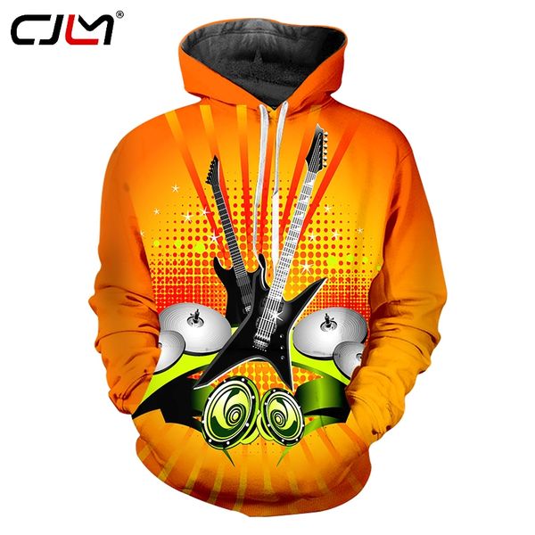 

cjlm new funny hoodie 3d printing men fun pullover creative music style guitar men's clothing, Black